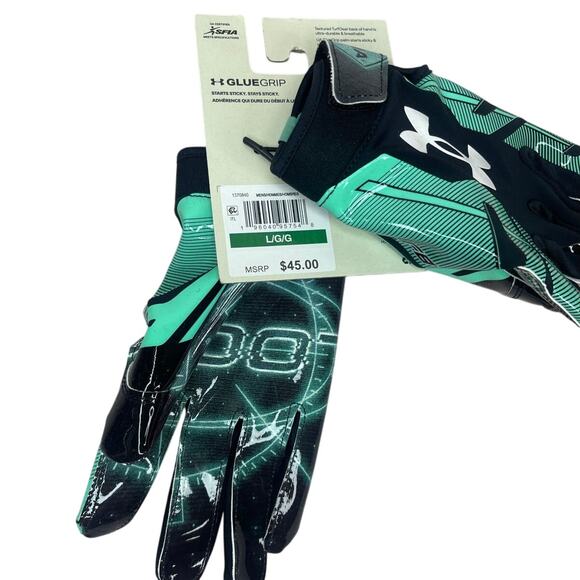 NWT Under Armour F8 Black Football Gloves Mens Size Large (1370840 005) - Picture 8 of 8